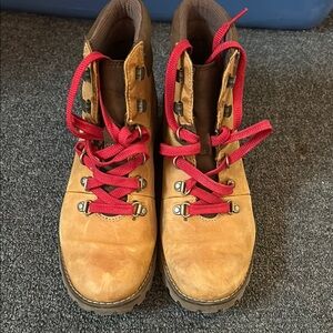 Timberland Brown Interior Labeled Women's Boot with Red Lace Accent